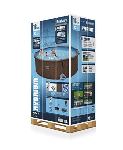 Bestway Hydrium Galvanized Steel Wall Above Ground Pool Set 16' x 52" Blue - Image 10