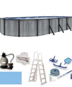 Blue Wave San Pedro 15x30-ft Oval 52-in Deep Steel Wall Pool Package Gray