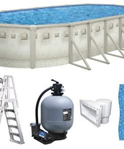 Brazil Oval Above Ground Swimming Pool Premium Package 18' x 33' x 52" White