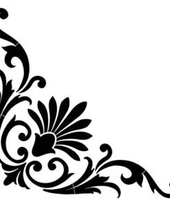 Custom Mosaics, Inc. Baroque Corner Scroll Porcelain Pool Mosaic 60"x45" Black
