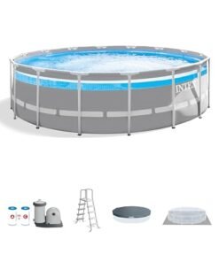 Intex Clearview Prism Frame Above Ground Swimming Pool Gray