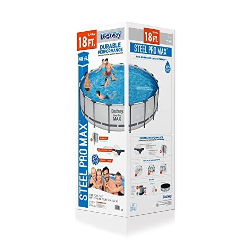 Bestway Steel Pro MAX 18' x 48" Round Metal Frame Above Ground Pool Set with Filter Pump, Ladder, and Cover - Image 3