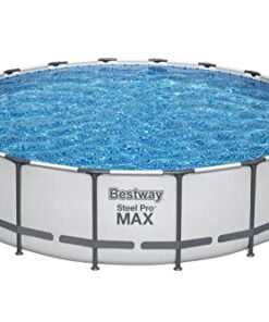 Bestway Steel Pro MAX 18' x 48" Round Metal Frame Above Ground Pool Set with Filter Pump, Ladder, and Cover