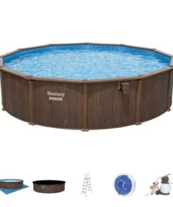 Bestway Hydrium 18' x 52" Steel Wall Above Ground Swimming Pool Set Brown