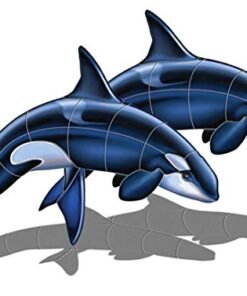 Alternative view of Custom Mosaics Inc. Orca A Double Porcelain Swimming Pool Mosaic 48" x 35" with Shadow