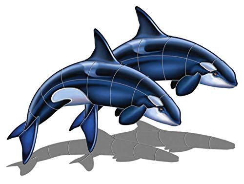Custom Mosaics Inc. Orca A Double Porcelain Swimming Pool Mosaic 48" x 35" with Shadow - Image 2