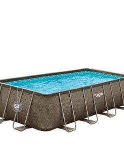 Funsicle Oasis Designer Rectangular Above Ground Pool with Accessories Kit Brown Basket