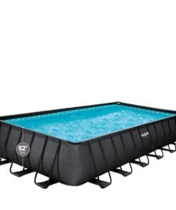 Funsicle Oasis Designer Rectangular Frame Above Ground Swimming Pool Dark Chevron Rattan