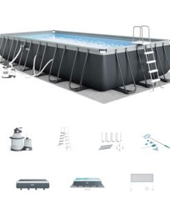 Intex Ultra XTR Deluxe Rectangular Above Ground Pool Set 24ft x 12ft x 52in Gray