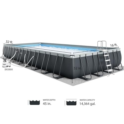 Intex Ultra XTR Deluxe Rectangular Above Ground Pool Set 32ft x 16ft x 52in with Sand Filter Pump Gray - Image 3