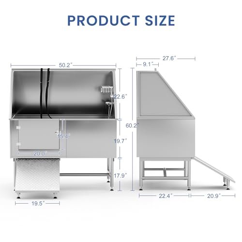 Wanttii Professional Stainless Steel Dog Bathing Station Silver - Image 8