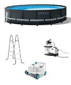 Intex Ultra XTR 16ft x 48in Above Ground Pool Set w/Pump, Cleaner Robot Vacuum & Hose Gray