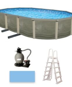 Blue Wave Trinity 18x33-ft Oval 52-in Deep Steel Wall Above Ground Pool Package Gray