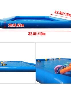 Alternative view of EQCOTWEA Oversized Inflatable Swimming Pool with 110V Blower Blue