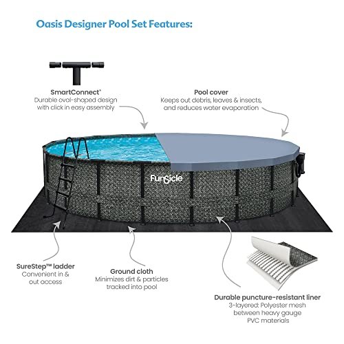 Funsicle Oasis Designer Above Ground Pool Dark Herringbone - Image 2