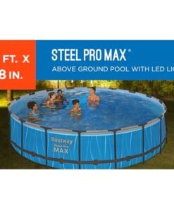 Alternative view of Bestway Steel Pro MAX 18 Foot x 48 Inches Round Swimming Pool Set Grey Print LED