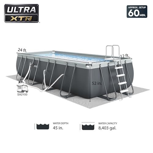 Intex Ultra XTR Deluxe Rectangular Above Ground Pool Set Gray - Image 4
