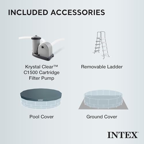 Intex Steel Frame Round Above Ground Swimming Pool Set Gray - Image 3