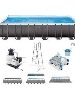 Intex Ultra XTR Rectangular Pool Set with Pump, Vacuum Cleaner & Skimmer Gray