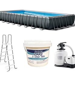 Intex Ultra XTR Rectangular Swimming Pool Set Bundle with Pump and Pool Care Chemicals