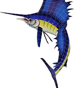Artistry in Mosaics Sailfish Left Ceramic Pool Mosaic 60"x42