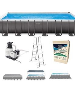 Intex Ultra XTR Frame Rectangular Swimming Pool Set Blue Gray (XL)