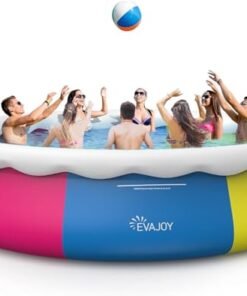 KLKE Inflatable Round Above Ground Swimming Pool Set Blue