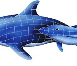Artistry in Mosaics Dolphin Pair Ceramic Swimming Pool Mosaic Blue