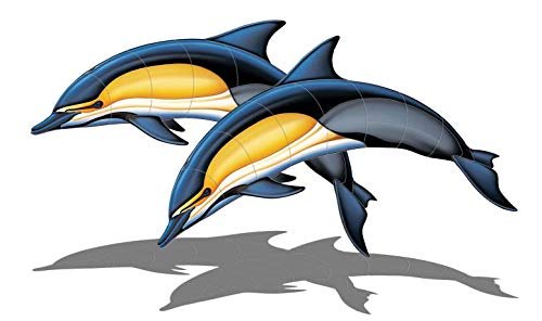 Custom Mosaics, Inc. Common Dolphin A Porcelain Swimming Pool Mosaic – 57" x 34