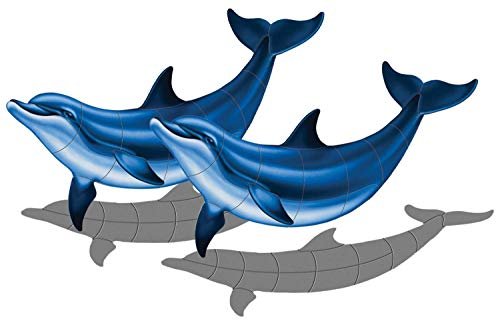 Custom Mosaics, Inc. Double Bottlenose Dolphin B Porcelain Swimming Pool Mosaic (52" x 33") - Image 2