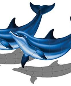 Alternative view of Custom Mosaics, Inc. Double Bottlenose Dolphin B Porcelain Pool Mosaic 52" x 27