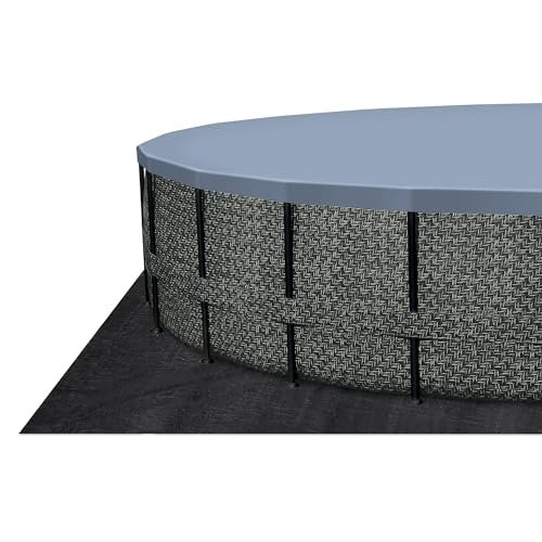 Funsicle Oasis Designer Round Frame Above Ground Pool with Filter Pump and Cover Dark Herringbone - Image 9
