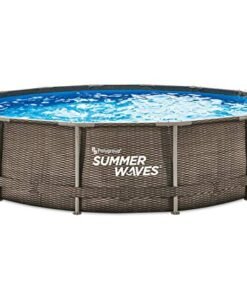 PolyGroup Summer Waves 14ft x 36in Wicker Metal Frame Pool Set Brown