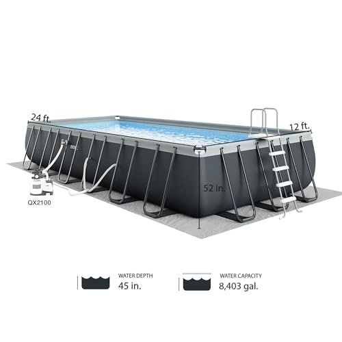 Intex Ultra XTR Deluxe Rectangular Above Ground Pool Set 24ft x 12ft x 52in Gray - Image 3