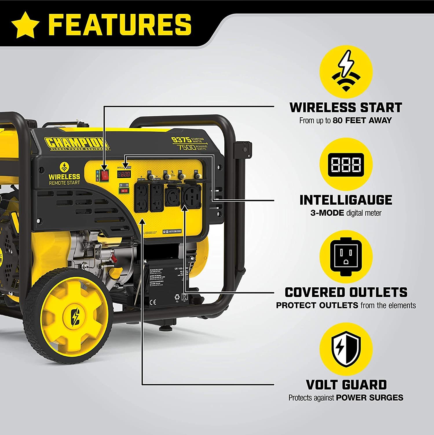 Champion 201004 7500W/9375W Generator 50 Amp Gas Remote Start Manufacturer RFB - Image 4