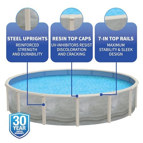 Blue Wave Trinity 21-ft Round 52-in Deep Steel Wall Above Ground Pool Package Gray - Image 3