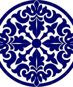 Custom Mosaics, Inc. Baroque Medallion Porcelain Swimming Pool Mosaic 36" x 36" Blue