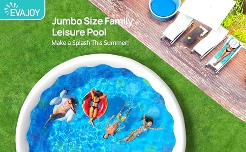 KLKE Inflatable Round Above Ground Swimming Pool Set Blue - Image 6