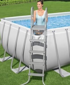 Alternative view of Bestway Rectangular Metal Frame Above Ground Swimming Pool Set Gray