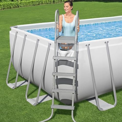 Bestway Rectangular Metal Frame Above Ground Swimming Pool Set Gray - Image 2