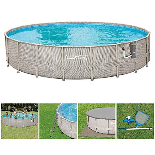 Summer Waves 20ft x 48in Above Ground Swimming Pool Set with Ladder & Cover Gray - Image 2