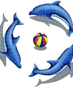 Artistry in Mosaics Dolphin Group Ceramic Pool Tile Multicolor 67" x 67