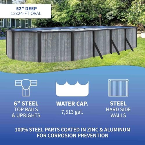 Blue Wave San Pedro 12x24-ft Oval 52-in Deep Above Ground Swimming Pool Package Gray - Image 2