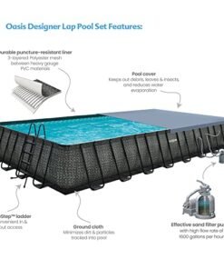 Alternative view of Funsicle Oasis Designer Above Ground Swimming Pool Set Dark Herringbone Gray