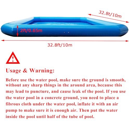 HQHAOTWU Inflatable Family Swimming Pool 8x8x0.65m with Blower Blue - Image 3