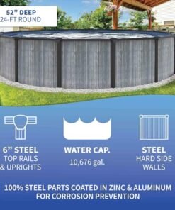 Alternative view of Blue Wave San Pedro 24-ft Round 52-in Deep 6-in Top Rail Above Ground Steel Wall Pool Gray