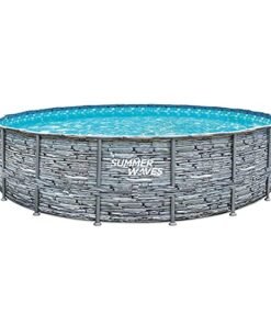 Summer Waves 18ft Elite Frame Above-Ground Pool with Filter Pump, Ladder & Pool Cover Gray
