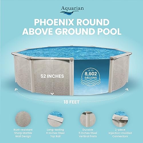 Aquarian Phoenix Round Steel Frame Above Ground Swimming Pool Gray - Image 2