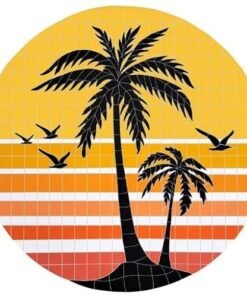 Artistry in Mosaics Sunset Palms Ceramic Swimming Pool Mosaic