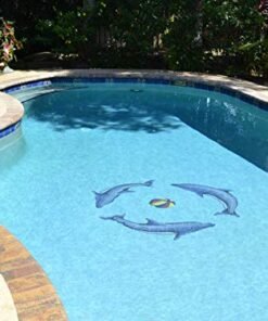 Alternative view of Artistry in Mosaics Dolphin Group Ceramic Pool Tile 48"x48" Blue